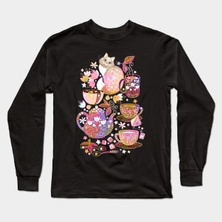 Tea with a Coffee Cat Long Sleeve T-Shirt